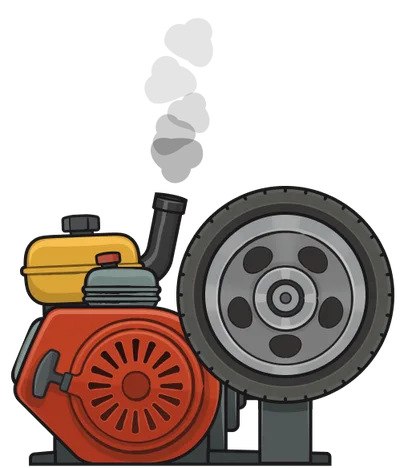 Wheel Out engine and flywheel